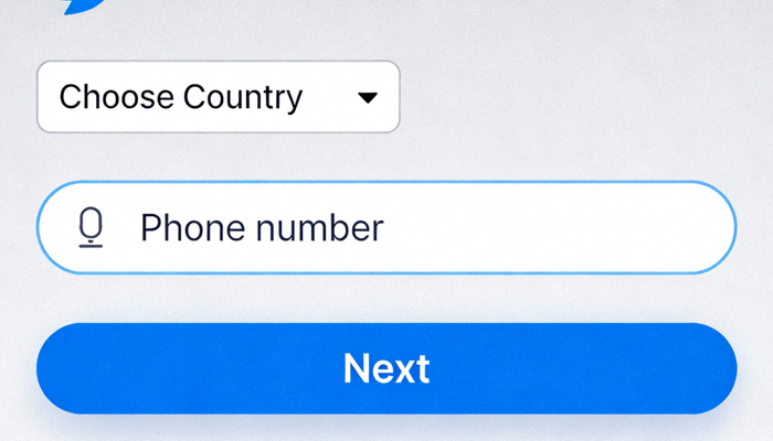 Telegram电脑版登录界面截图，显示国家选择、手机号输入框和下一步按钮