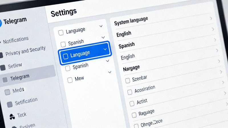 Telegram电脑版设置页面中高亮显示Language语言选项的截图