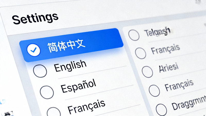 Telegram电脑版语言选择列表中选中简体中文选项的截图